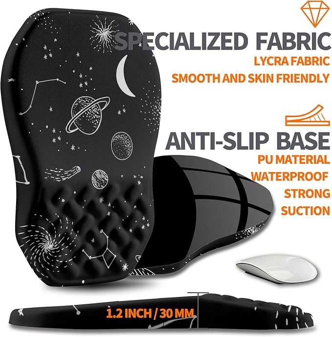 Ergonomic Slope Mouse Pad Wrist Support, Wrist Rest Mousepad for Carpal Tunnel Pain Relief with Massage Bulge and Slow Rebound Memory Foam (12x8 inch, Galactic System)