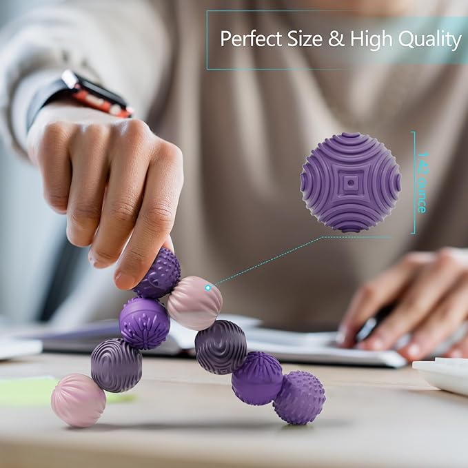 Silicone Magnetic Balls Fidget Toys for Adults & Teens,8PCS Stress Relief Sensory Toys for Autism ADHD Anxiety,Fun Textures Gadgets,Office Desk Toy,Stocking Stuffers for Men Women Teen Gifts