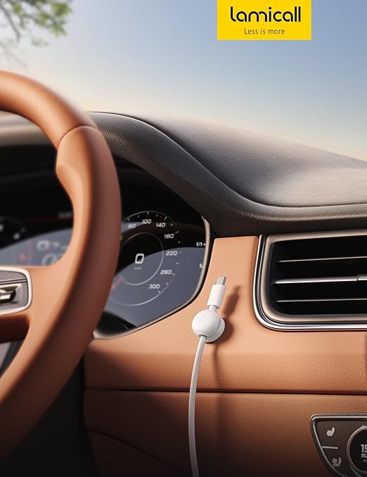 Lamicall Spring Cord Organizer, Office Desk Accessories - 12Pack Compact Desk Cable Management Holder Clips, Nightstand Phone Charging Cord Holder, 8mm Slot Adhesive Wire Organizer, White