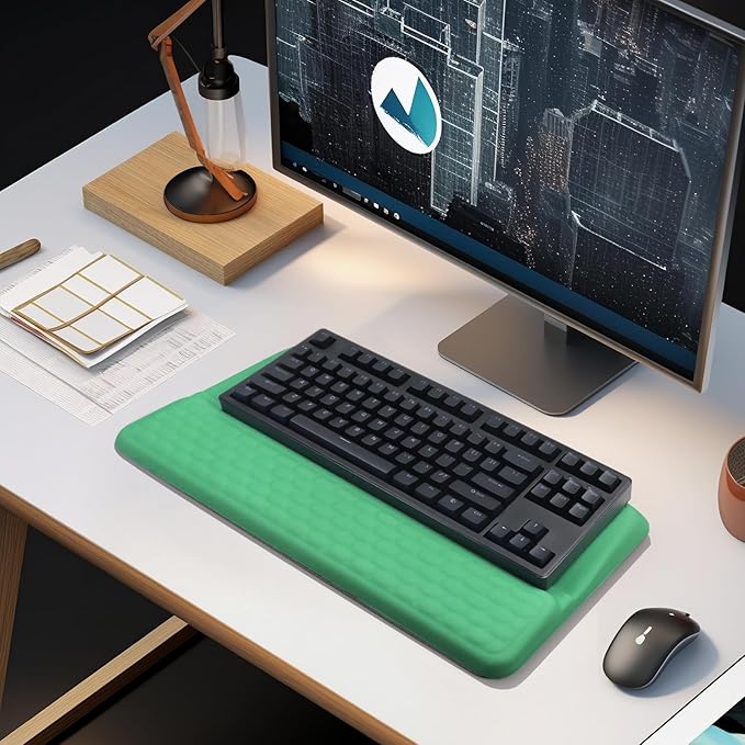 Computer Keyboard Stand Pad with Wrist Rest, Ergonomic Comfy Tilted Keyboard Stand Riser Holder Pad for Office Home (Green)
