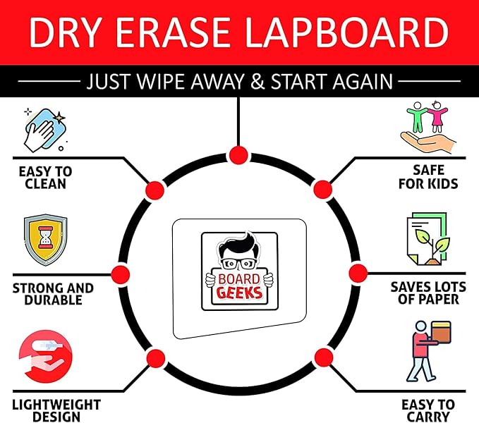 1 Small Dry Erase Board for Kids - Mini White Board for Students and Teachers - Durable and Portable Individual Whiteboard with Rounded Corners - Double Sided (9x12 Inches)