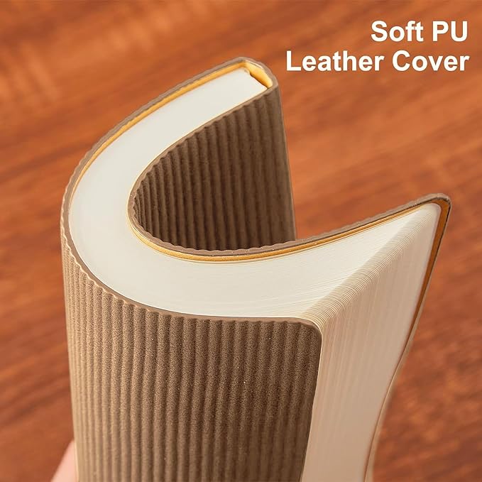 Lined Journal Notebook for Work College Ruled Note Book 5.79"x8.27" A5 PU Leather Daily Journaling 216 Pages for Women Men Writing Home School Supplies Business (A5 Lined 216pages, 2 Pack-Khaki 2pack)