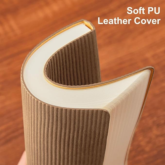 Lined Journal Notebook for Work College Ruled Note Book 5.79"x8.27"A5 PU Leather Daily Journaling 216 Pages for Women Men Writing Home School Supplies Business (B5 Lined 160pages, 01-Khaki)