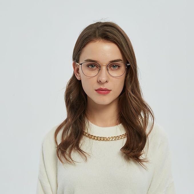 GUDVUE Blue Light Glasses, Computer/Gaming/TV/Phones Glasses for Women/men, Anti Glare/UV400/Eye Strain, Oval Black/Golden