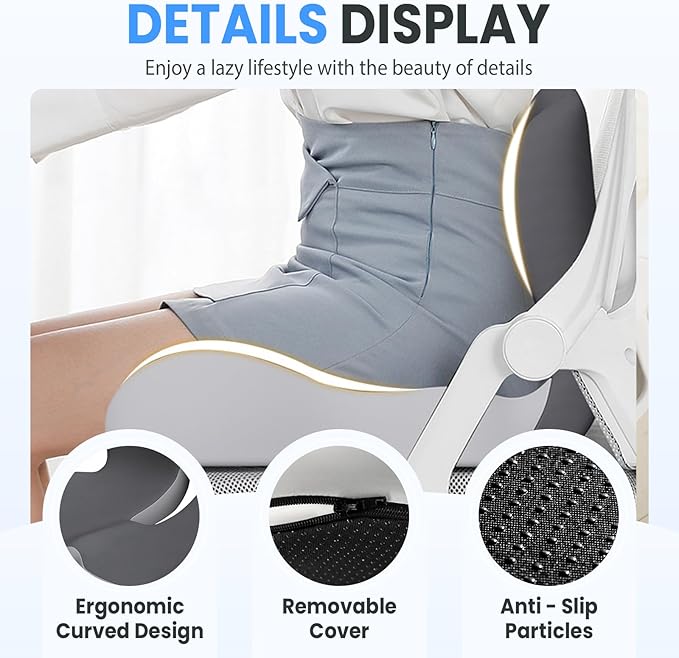 2025 New Back and Seat Cushion, Ergonomic Non-Slip Memory Foam Seat Cushion with Back Support, L-Shaped Breathable Backs Cushions for Car, Office, Home (Sky Blue)