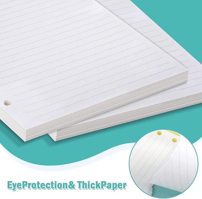 A5 Refill Paper, 280 Pages A5 Loose Leaf Paper 6 Hole Notebook Refills for 6 Ring Refillable Binder Notebook Planner Diary Journals Painting Personal Organiser-Line Pages