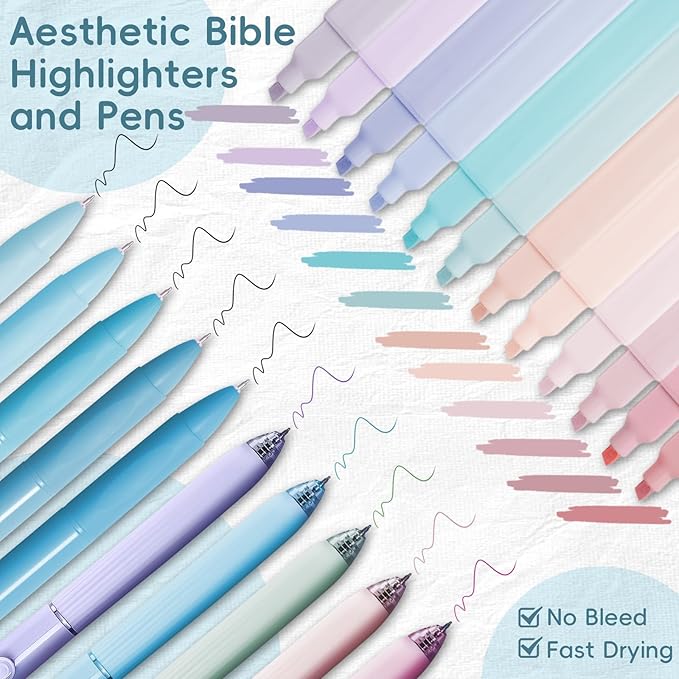 XKDOUS Bible Study Supplies Journaling Kit for Women, Bible Study Kit, Bible Study Tools with Prayer Journal Pencil Case Bible Accessories, Christian Gifts for Women, Blue