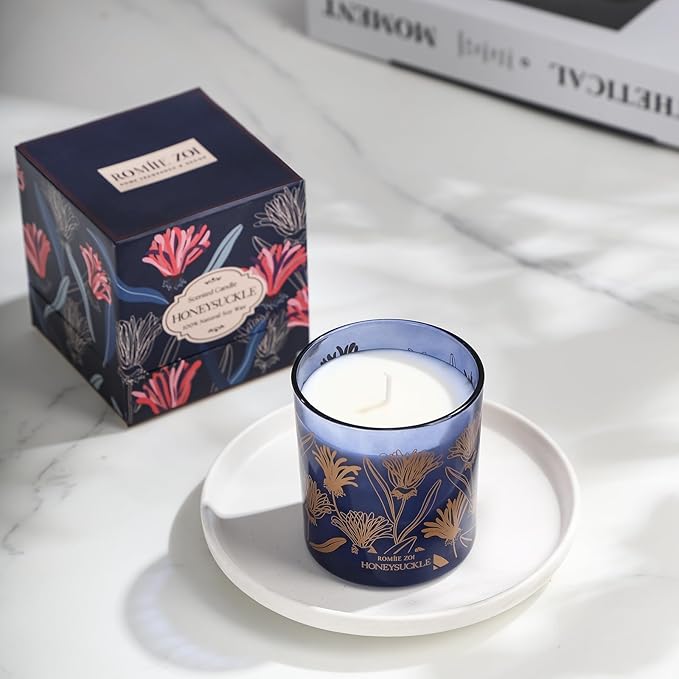 Scented Candle - Honeysuckle - 6oz Aromatherapy Soy Wax Jar Candle for Home, Gifts for Women - 170g