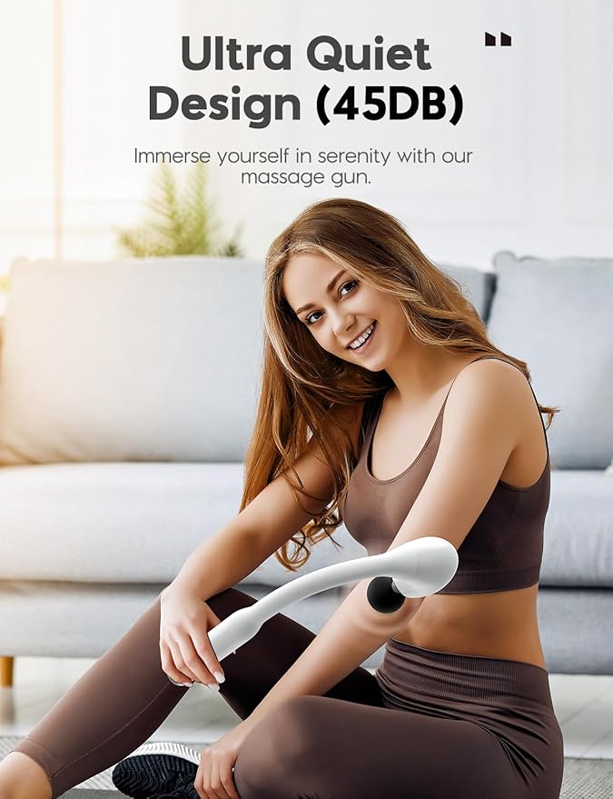 FVZ Massage Gun with Upgraded Extension Handle, 16MM Massage Gun Deep Tissue, Back Massager, Muscles/Neck/Shoulders/Waist/Legs Massager Portable for Pain Relief(White