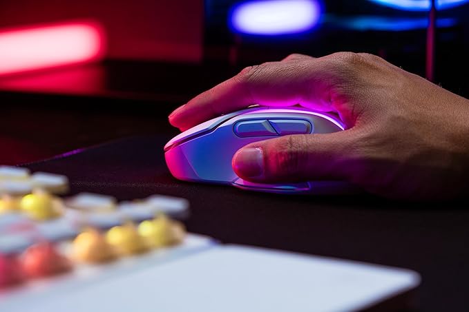 Turtle Beach Kone II Air – Wireless Ergonomic RGB Gaming Mouse, 350-Hr Battery, 26K DPI Optical Sensor, 100M Click Optical Switches, 21 Customizable Inputs, 4D Free-Spin Scroll Wheel – Arctic White