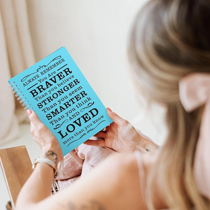 4Pcs A5 Spiral Notebook,Inspirational Journal,Motivational Journal for Women Men,Spiral Journal Notebook College Ruled Daily Diary for School,Travel,Business,Work (4Pcs Always-Light Blue)