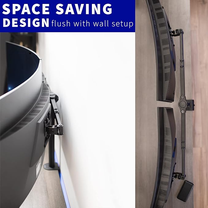 VIVO Dual LCD LED 21 to 32 inch Monitor Desk Mount, Heavy Duty, Adjustable Telescoping Arms, Flush Wall Setup, Fits 2 Screens, Black, STAND-V002E