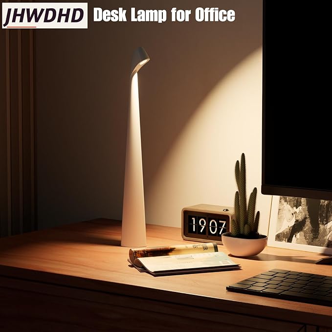 Cordless Portable LED Table Lamp,Built-in Rechargeable Battery-5000mAH,Dimmable Touch Small Desk Lamp with 3-Level Brightness for Bedroom/Living Room/Office (White)