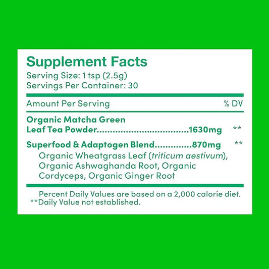 Further Food Premium Matcha Green Tea Powder USDA Organic Japanese Matcha Powder, Natural Energy + Focus + Boost Immune System, Antioxidant Plant-Based Detox Superfood (30 Servings)