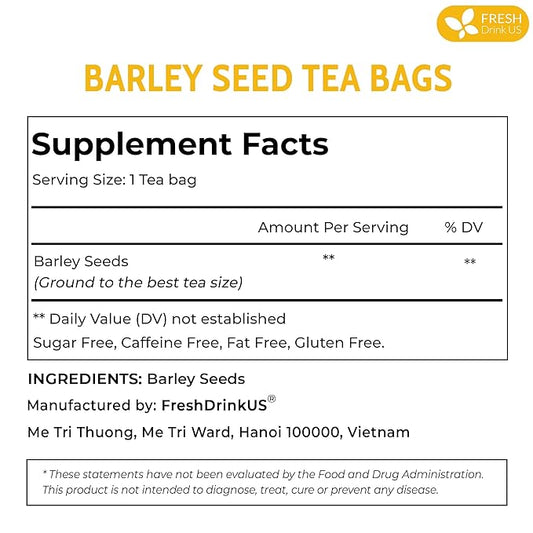 FreshDrinkUS Premium 120 Barley Tea Bags, 100% Natural & Pure. Loose Barley Herbal Tea. Made with Natural Material Tea Bags. No Sugar, No Caffeine, No Gluten, Vegan