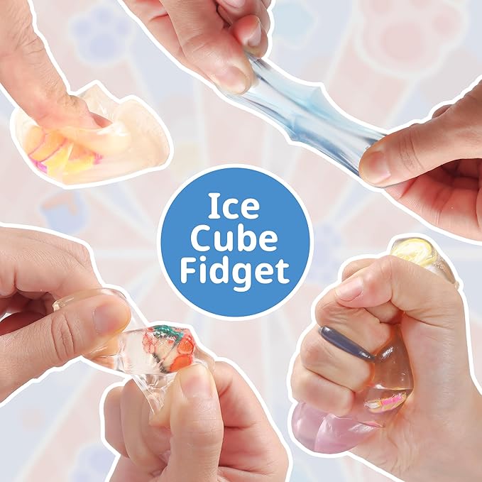 Jongdari Small Ice Cube Squishy Stress Cubes Balls Fidget Toys, Slow Rise Anxiety Relief Sensory Squeeze Toy Birthday Gifts Party Favors for Kids & Adults - 20pcs, Random Colors