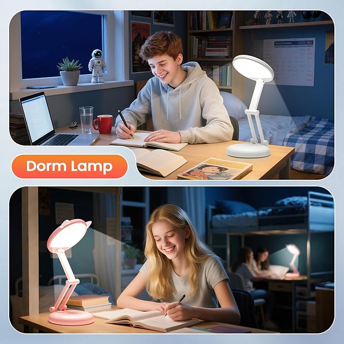 One Fire Cordless Desk Lamp for College Dorm Room,Dimmable Battery Powered Lights,3600mAh Rechargeable Wireless Table Lamp,Small Mini Lamp&Portable Classroom Light for Dorm,Bed,Reading,Home,Nail,Craft