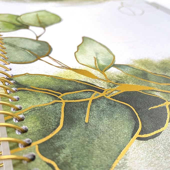 Paper House Productions 12 Month Undated 9.5" Planner with Month and Event Flag Stickers - Watercolor Flora