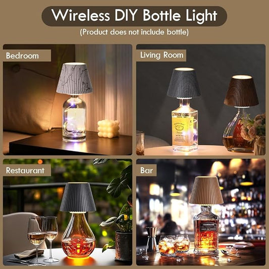 WILIT Wireless Bottle Lamp Shades for Table Lamps, 3-Level Brightness Rechargeable Light for Bottles, Bar Decorations for Home, Bar Decor with RGB Lights, Mini Cordless Lamp for Bedroom, House Gifts