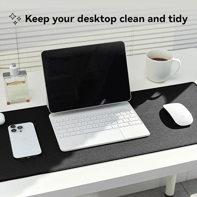 Waterproof Large Gaming Mouse Pad with Durable Stitched Edges, Non-Slip Rubber Base, Grainy Jacquard Mouse Mat Desk Pad for Home Office Gaming, 27.5"*11.8"*0.12", Black