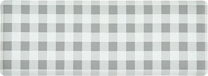 Anti Fatigue Kitchen Rugs Farmhouse Kitchen Mats for Floor,Cushioned Non-Slip Waterproof Ergonomic Comfort Rug Standing Mat for Kitchen,Floor,Home,Office,Sink,Laundry,Plaid Grey,17.3"x47.2"
