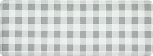 Anti Fatigue Kitchen Rugs Farmhouse Kitchen Mats for Floor,Cushioned Non-Slip Waterproof Ergonomic Comfort Rug Standing Mat for Kitchen,Floor,Home,Office,Sink,Laundry,Plaid Grey,17.3"x47.2"