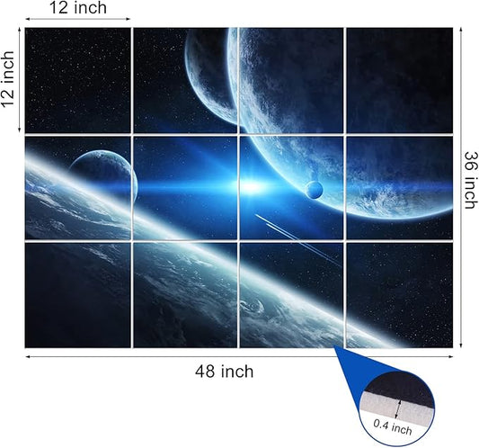 Dmsky Art Acoustic Panels,48“x36”Acoustical Wall Panel, Decorative Sound Absorbing Panel for Walls, Studio Acoustic Treatment Soundproof Wall Panel(12 Pack,Space)