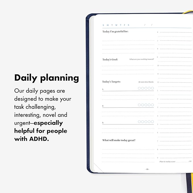 BestSelf 13-Week Self Journal & Goal Planner β Undated Daily ADHD-Friendly Journal for Men & Women | Productivity, Gratitude, Reflection & Habit Tracker | 2025 Life Organizer with Prompts, Black