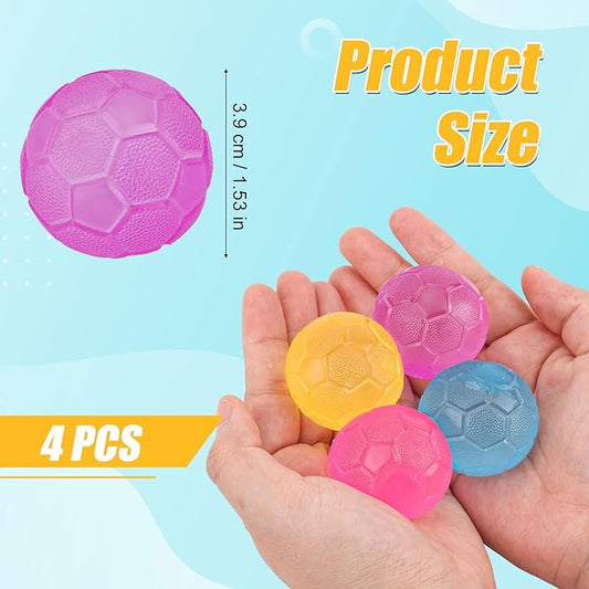4pcs Stress Relief Toys Balls, Assorted Colors Maltose Filled Stress Toys Durable Slow Rising Sugar Balls for Anxiety ADHD & Autism Classroom Prizes (Football)
