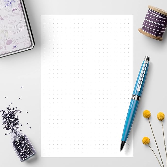 321Done Double Sided Dot Grid Paper Notepad, 0.25 Grid, 5.5x8.5, Made in The USA, Dotted Graph Pad for Drawing, Planning BUJO Bullet Journaling (50 Sheets) Thick Heavy White Paper