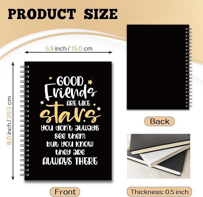 YAZMEEN Friendship Blank Spiral Notebook(160 Pages) Good Friends are Like Stars Hardcover Sketchbook Best Friend Notebook Gift Funny Birthday Journal Gift for Women Men Friend Coworker Bestie Sister