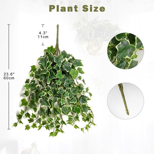Hollyone 2pcs Artificial Hanging Plants 24" Fake Ivy Vine Faux Ivy Leaves Hanging Plant Greenery for Wall House Room Patio Indoor Outdoor Home Shelf Office Wedding Decor