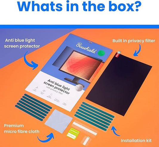 Ocushield 15.4” W (16:10) Premium Anti Blue Light Screen Protector for Laptops and Computer Monitors - Privacy - Anti-Glare - Easy Install - Anti-Fingerprint - Reduce Eye Fatigue (332 x 208mm)