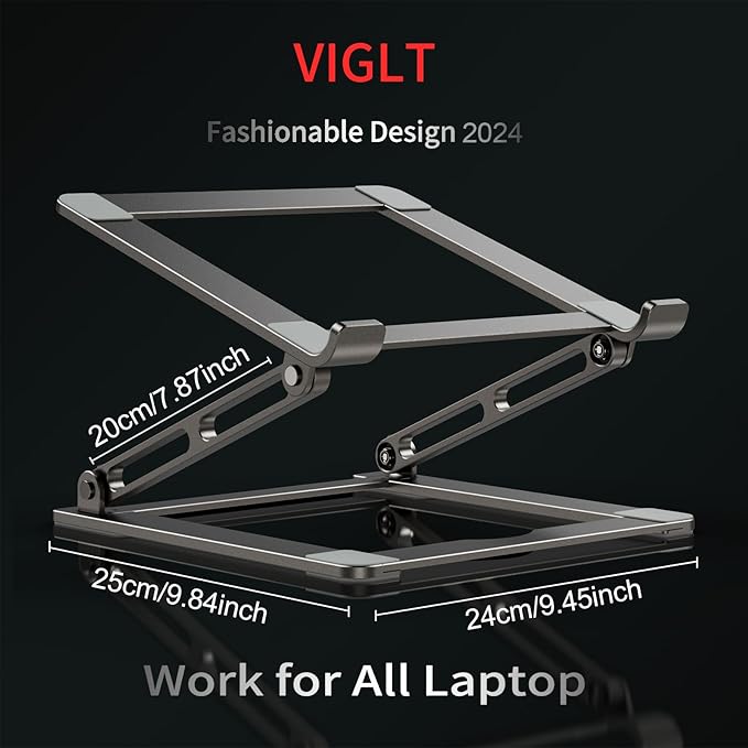 Laptop Stand for Desk - Adjustable Laptop Holder, Portable Laptop Riser with Multi-Angle Height Adjustable Computer Stand for MacBook Air/Pro and More Notebooks 10-17.3" - Grey
