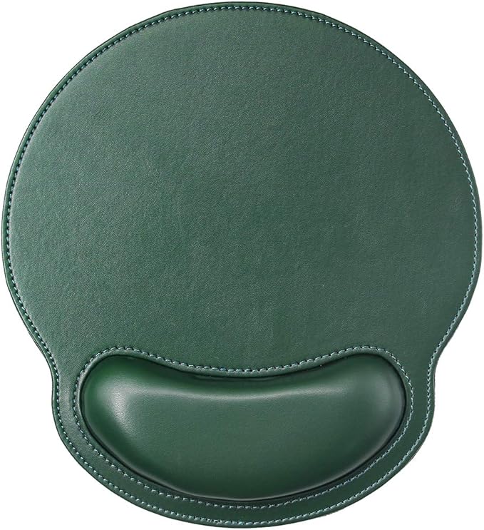 RICHEN Ergonomic PU Leather Mouse Pad with Wrist Support,Comfort Memory Foam,Waterproof Surface,Non- Slip Rubber Base for Computer Laptop & Mac,Lightweight Rest for Home,Office & Travel (Dark Green)