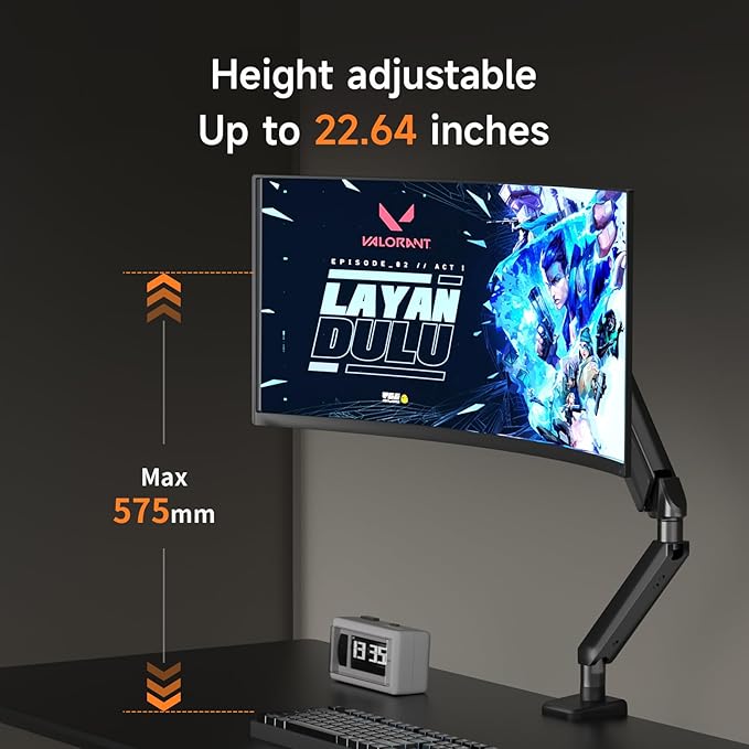Pholiten Adjustable Rotating arm for Monitor Stand - Supports 1-33lbs Weight, Supports 45 inch Straight screen/49 inch Curved Screen, Compatible with VESA 75x75-100x100mm Desktop Monitor Mount