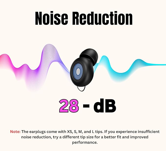 Silicone Ear Plugs for Sleeping Noise Cancelling, 28dB SNR Reusable Earplugs for Sleeping with 8 Ear Tips Concert Ear Plugs, Travel, Work, Motorcycle & Hearing Protection with Case (Black)