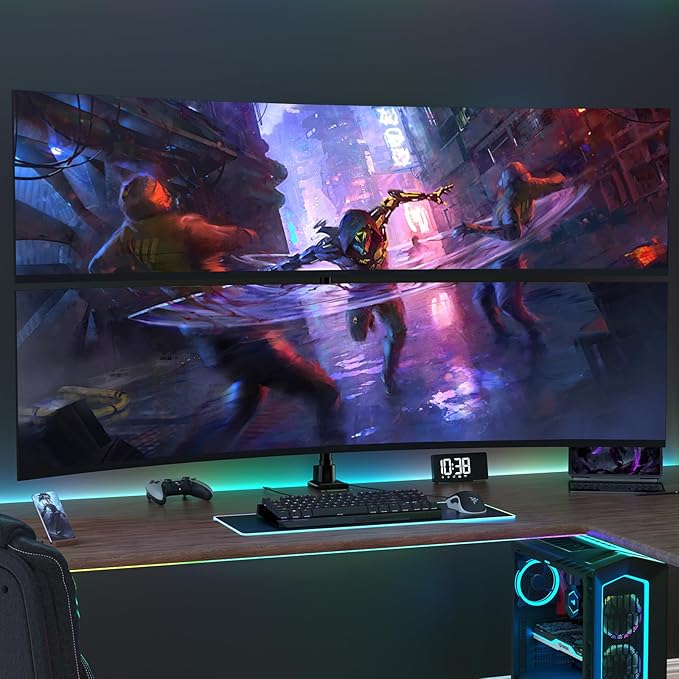 Dual Monitor-Arm Ultrawide Heavy Duty - 24-57 inch Vertical Dual Monitor Mount, Adjustable Stacked Double Monitor Desk Mount Stand, Max Load 59.4 lbs (per Screen), VESA 75 100 mm, Black