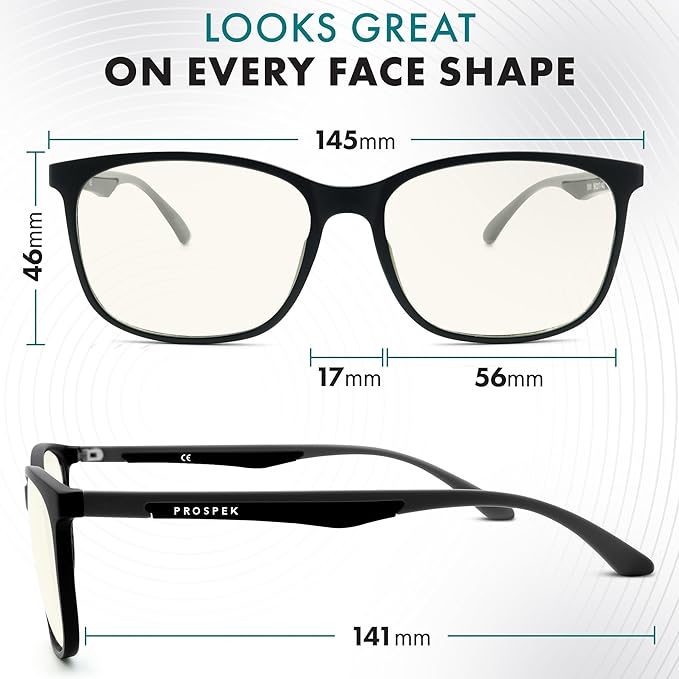 Prospek Mens Blue Light Glasses,CARBON - High Optical Quality Lenses and Ultra Light Frame