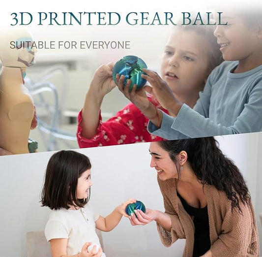 Gear Ball, 3D Printed Gear Ball, Gear Sphere Fidget Toy Stress Relief Toy for ADHD, Anxiety Relaxing Toy for Adults at Work/Study/Travel (Bluegreen, TwistedLine)