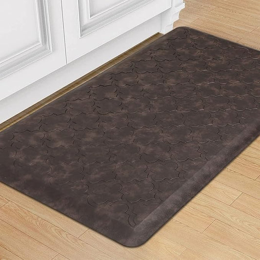 HEBE Kitchen Mat Cushioned Anti Fatigue Comfort Floor Mat 17.3"x28" Waterproof Non Slip Kitchen Floor Carpet Laundry Room Rug Heavy Duty Comfort Standing Mat Pads,Brown