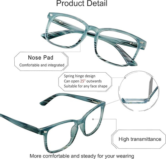 YEIN Bifocal Reading Glasses with Blue Light Blocking Lenses, Bifocal Reader for Women and Men, Vintage Square frame with Spring Hinge (+0.00/+1.75 magnification)