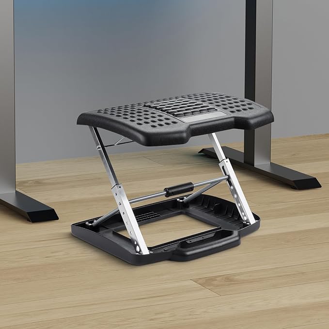 DXRacer Ergonomic Adjustable Desk Foot Rest, Foot Stools Footrest for Under Office Desk with Massage (Upgraded)