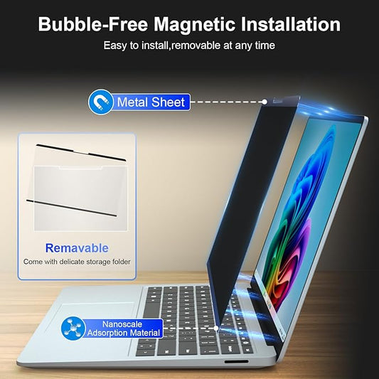 13.8 Inch Magnetic Privacy Screen for Microsoft Surface Laptop 7, Removable Anti Glare Screen Protector, Blue Light Computer Filter, Anti Spy Easy Install