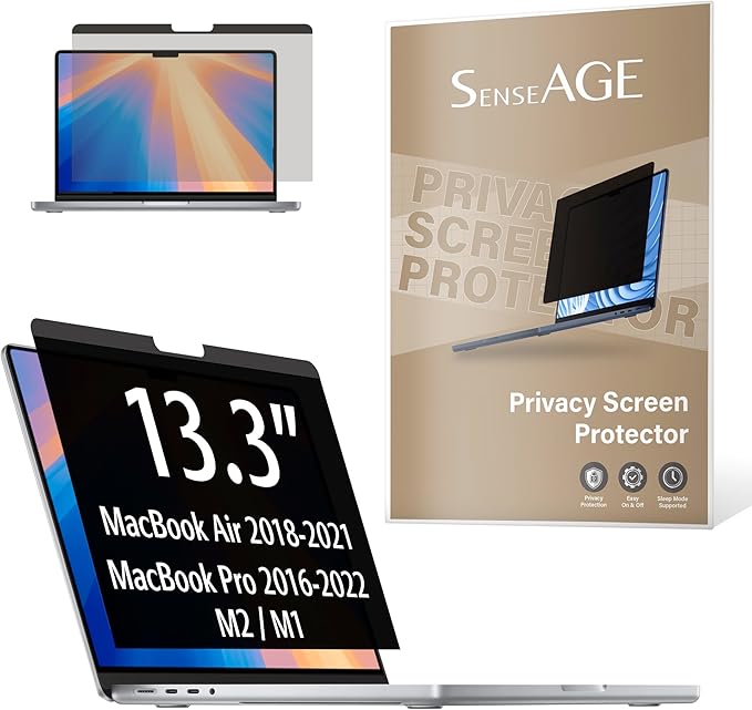 SenseAGE Magnetic Privacy Screen Filter for MacBook Air 13 Inch (2018-2021), Pro (2016-2022, M1, M2), Easy On/Off, Anti-Blue Light Privacy Screen Protector, Compatible with MacBook 13.3" Air Pro