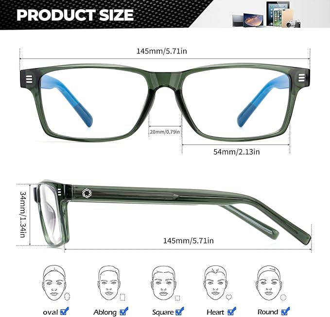 ANYLUV Blue Light Glasses Men Woman, Blue Light Blocking Glasses for Computer Gaming, Eye Strain Relief Eye Protection