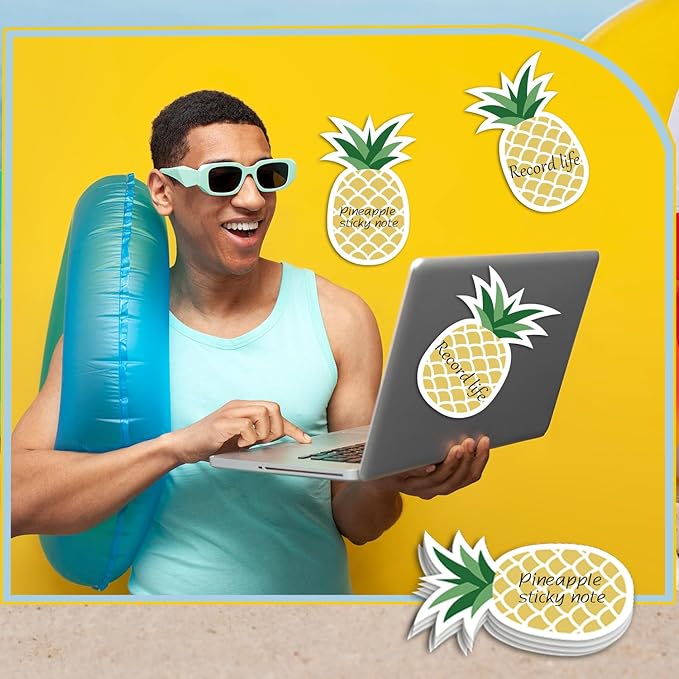 12 Pcs Pineapple Shape Sticky Notes Pineapple Sticky Note Pad Cute Fruit Self Stick Note Pads Self Adhesive Paper Message Note for Home Office School Stationery Supplies Party Gift