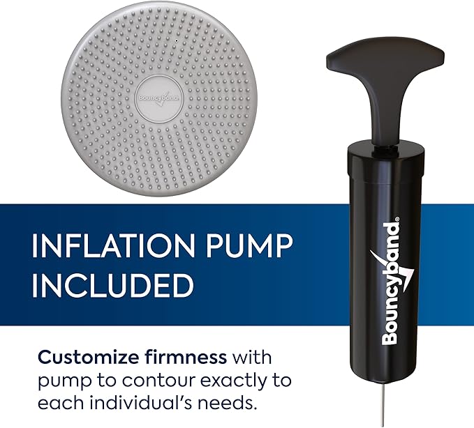 BouncyBand Wiggle Seat, Silver, 1-Pack – Small 10.75” D x 2.5” H Wobble Cushion for Kids Aged 3-7 – Sensory Tool Promotes Active Learning & Improves Productivity – Includes Pump for Easy-Inflation