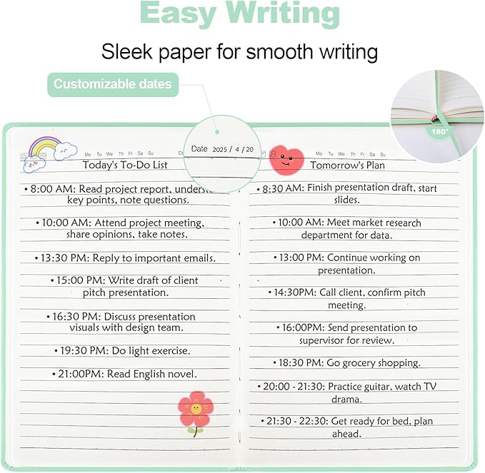 Lined Journal Notebook for Women Men,5.5"x8.3",100 GSM Thick Paper, A5 Hardcover Leather Journaling Notebooks for Writing,Travel,Work & School,College Ruled Journals for Note Taking Diary(Light Green)