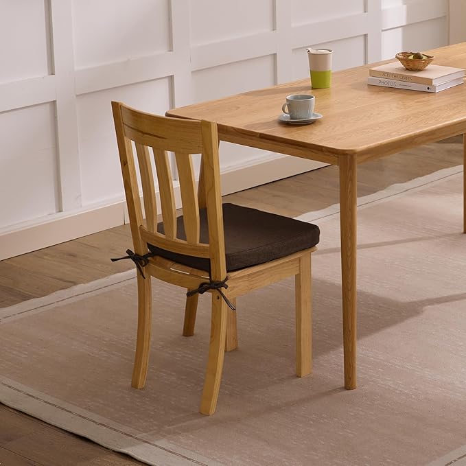 Chair Cushions for Dining Chairs, 2" Thick Seat Cushions for Kitchen Chairs, D-Shaped Chair Pads with Washable Cover, Ties and Non Slip Backing, 17'' x 16'', Set of 4, Brown